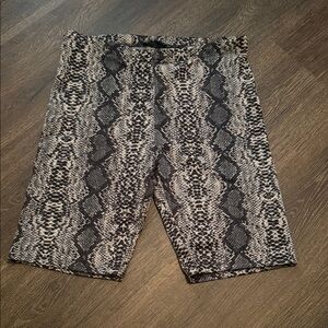 Fashion Nova Black and Gray Snake Print Biker Shorts